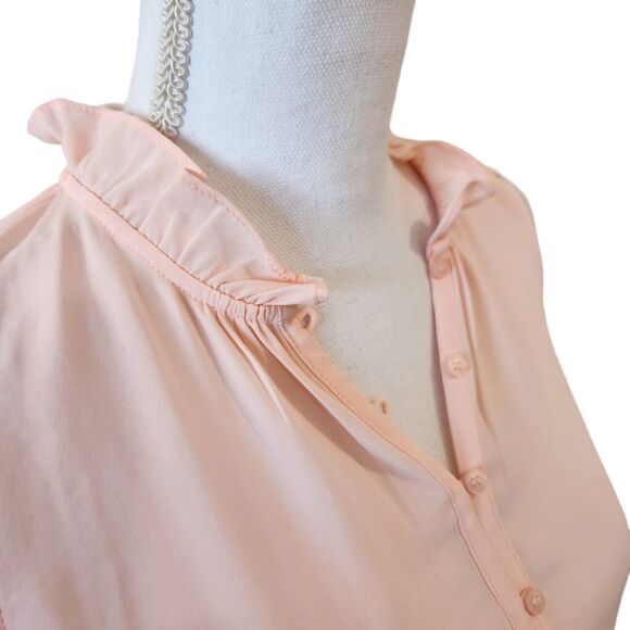 Talbots Womens Tank Top Ruffle Trim Light Pink XS Thin Lightweight Polyester - Picture 4 of 9